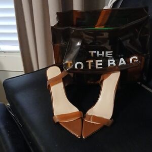 Brown Strappy Heels with Tote Bag
